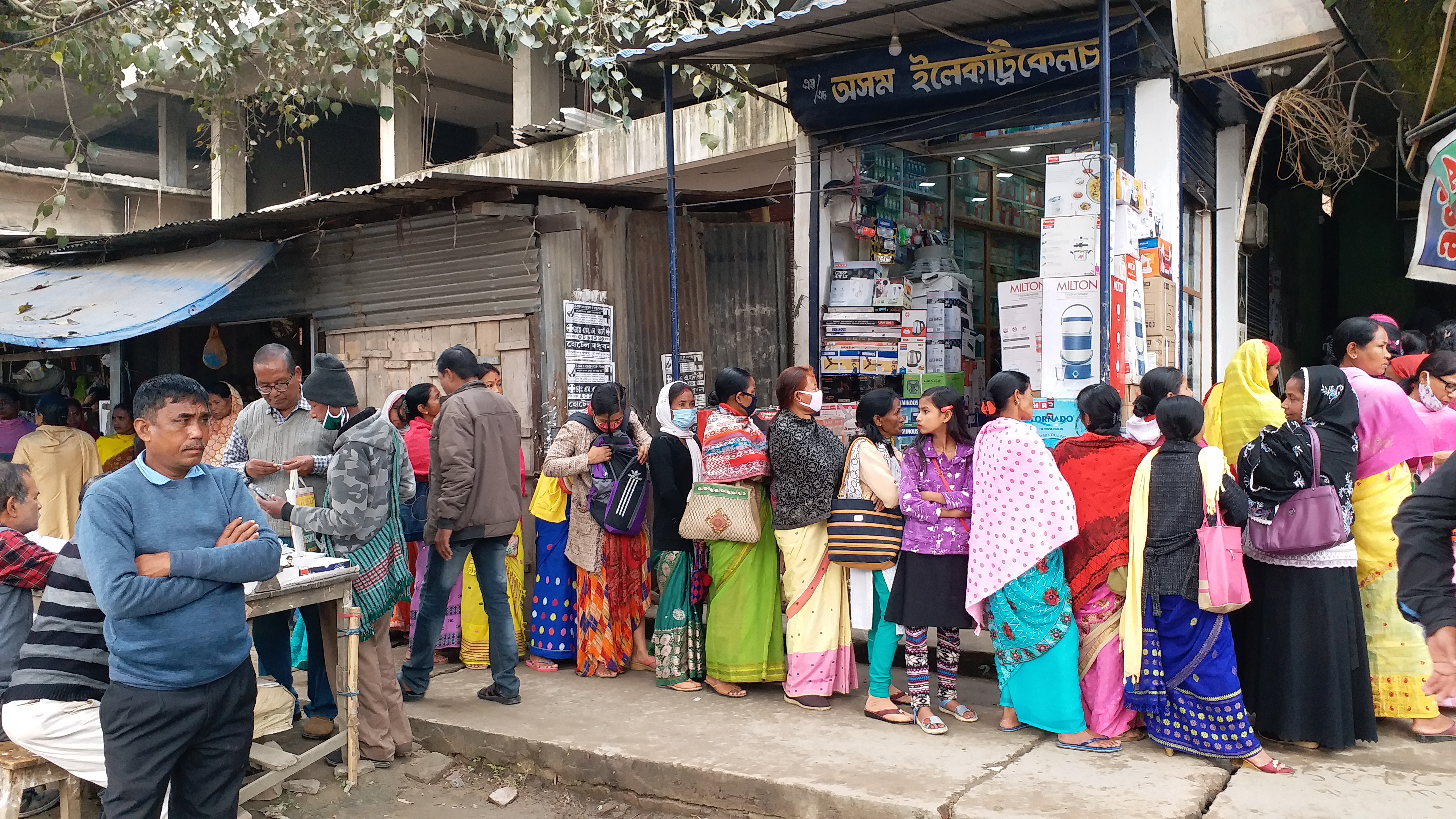 ubi customer lines outside ATM at morigaon