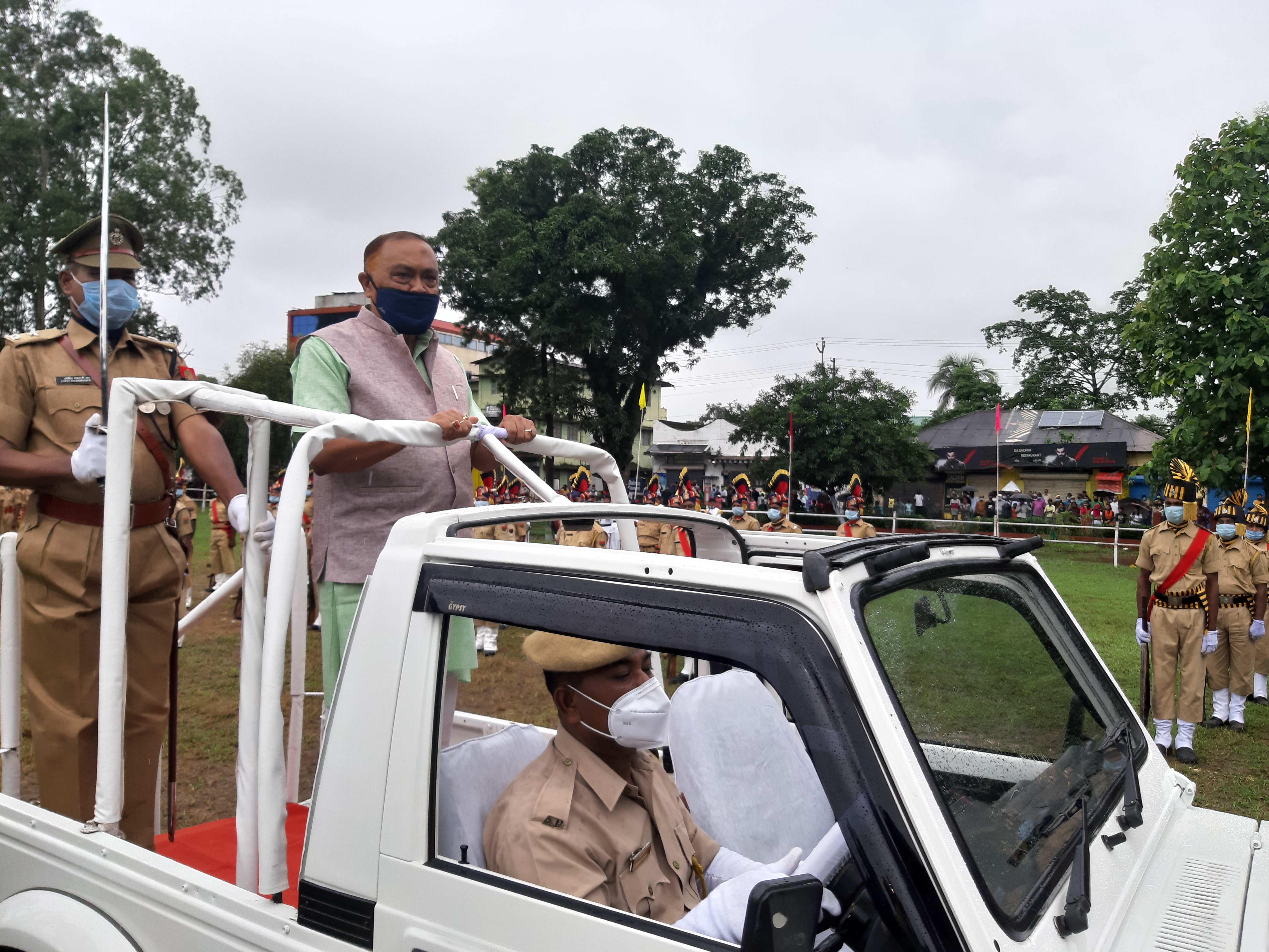 Flag hoisting by minister Ranjit Dutta at Tezpur