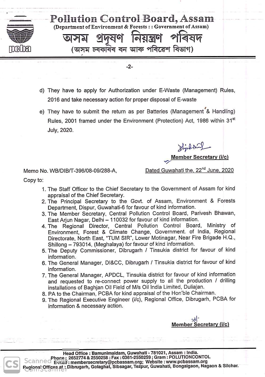 Baghjan OIL Field Withdrawal Closer Notice