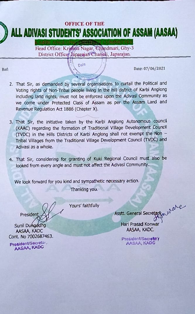 aasa-submit-memorandum-on-karbi-peace-accord