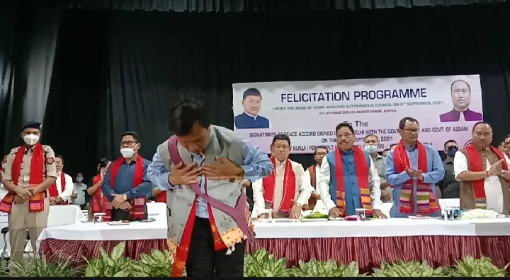 FELICITATION of PEACE ACCORD SIGNATORY IN DIPHU