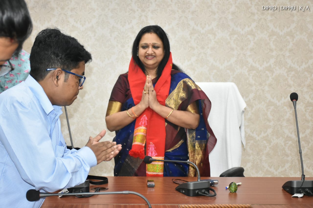 DC of Karbi Anglong Madhumita Bhagwati talks to reporters