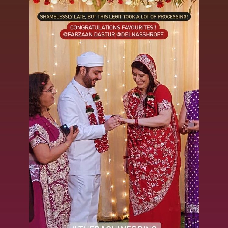 A pic from Parzaan Dastur and Delna Shroff's Parsi wedding