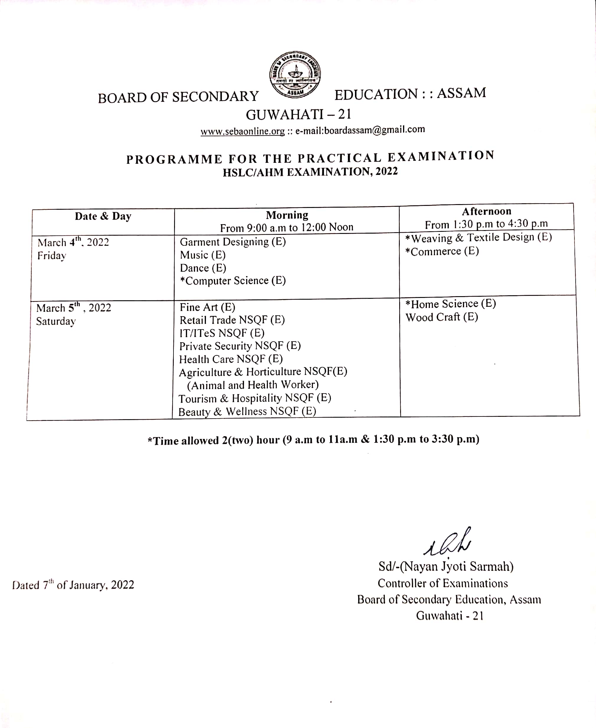 HSLC Exam 2022