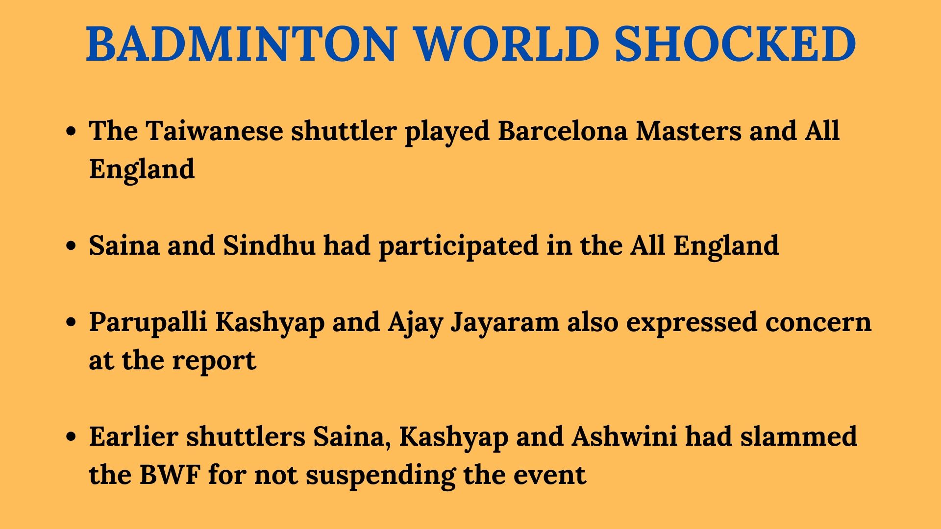 Badminton world shocked.