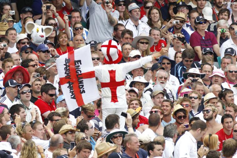 Barmy Army at the stands supporting England.