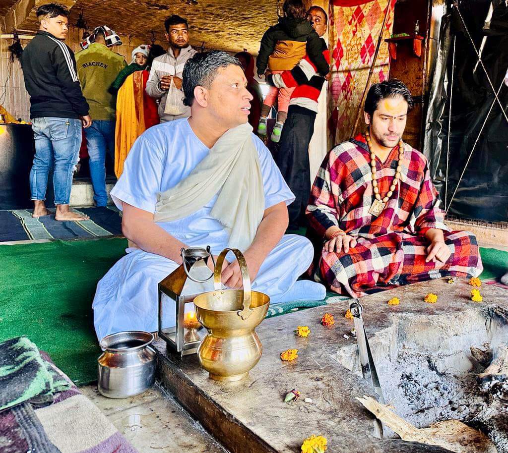 Dhirendra Krishna Shastri with Acharya Balakrishna