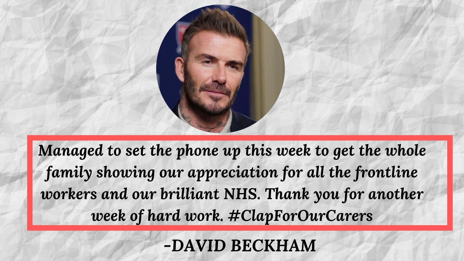 David Beckham expresses gratitude towards frontline workers combating COVID-19