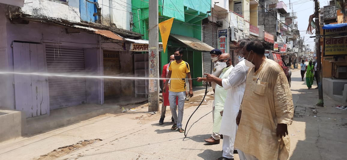 Sanitization of Dev Surya Mandir city due to protection of corona in aurangabad