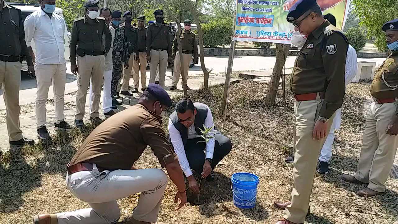 DM and SP planted saplings in police line