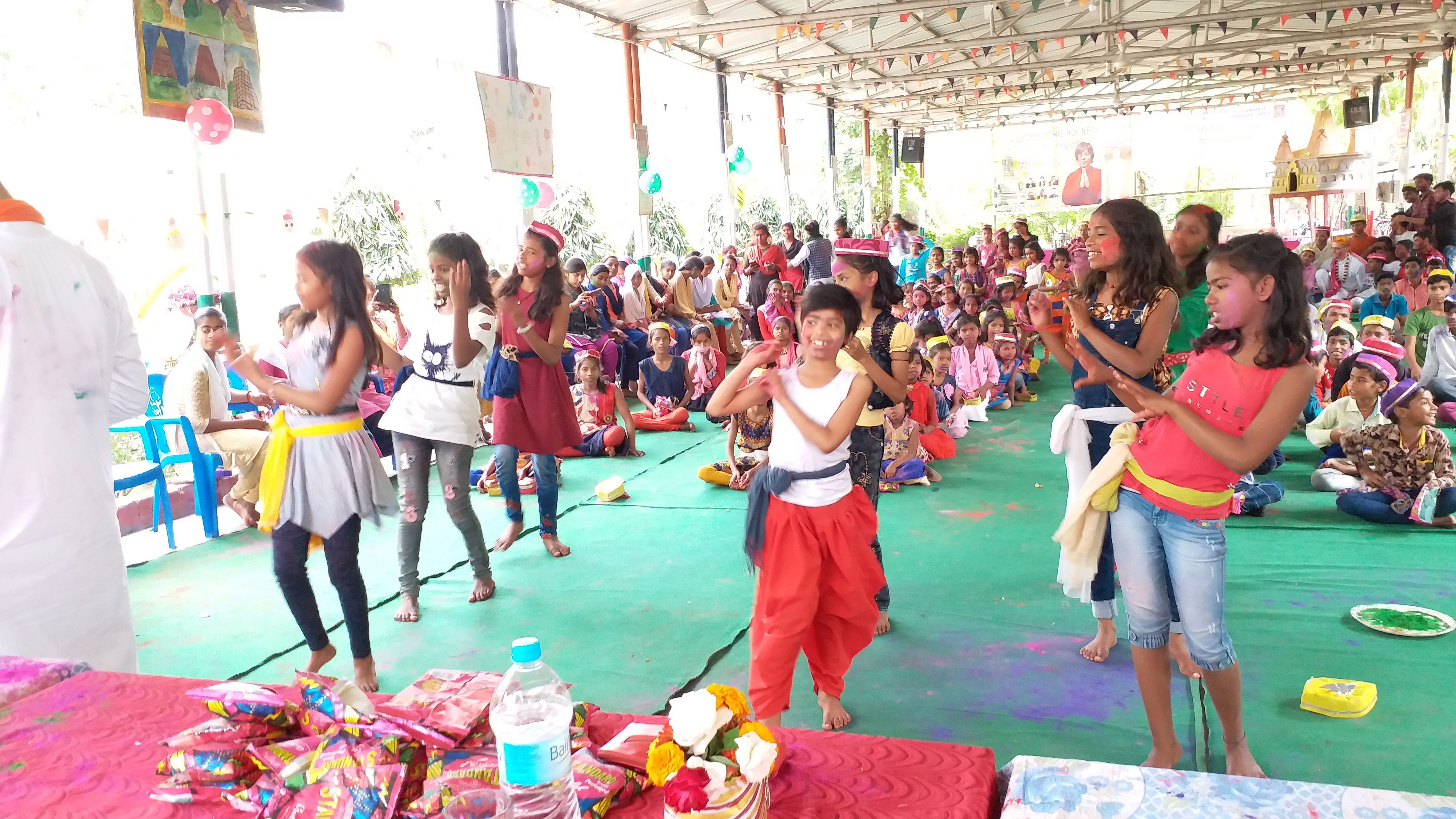 Foreigners Holi with children in gaya