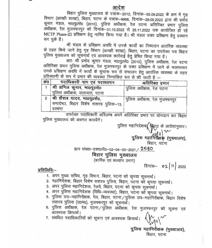 2 IPS को मिला अतिरिक्त प्रभार