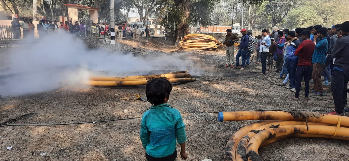 fire in gas pipeline in Rohtas