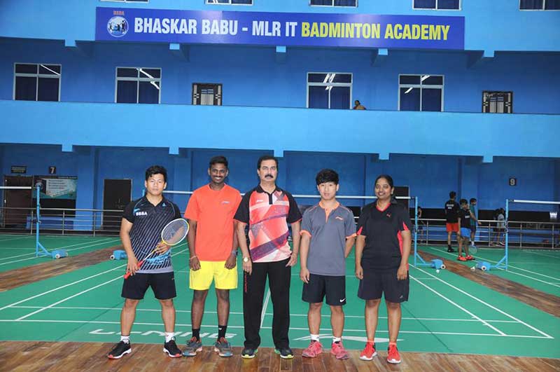 Coach Bhaskar Babu with his proteges.