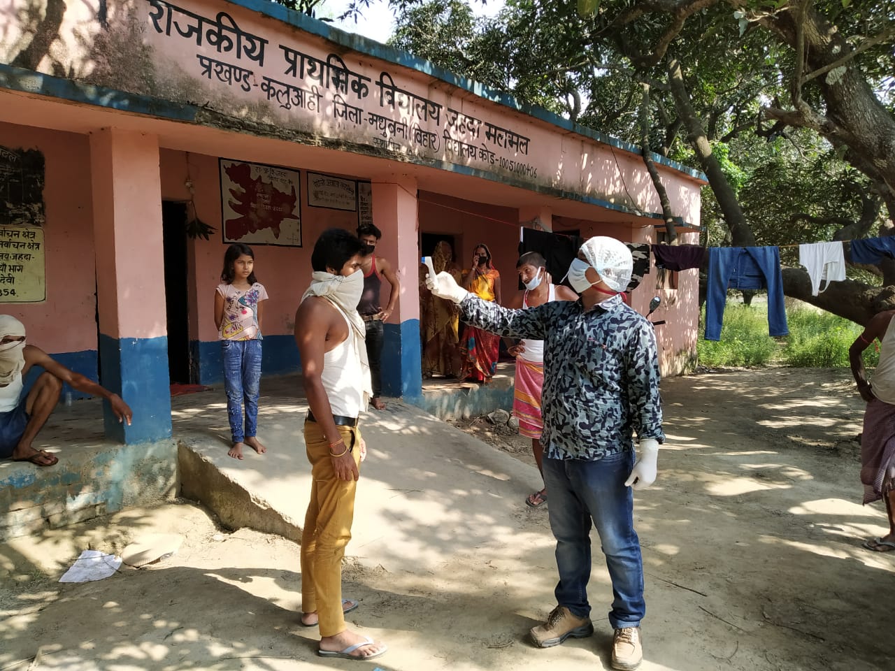 door screening of corona in madhubani