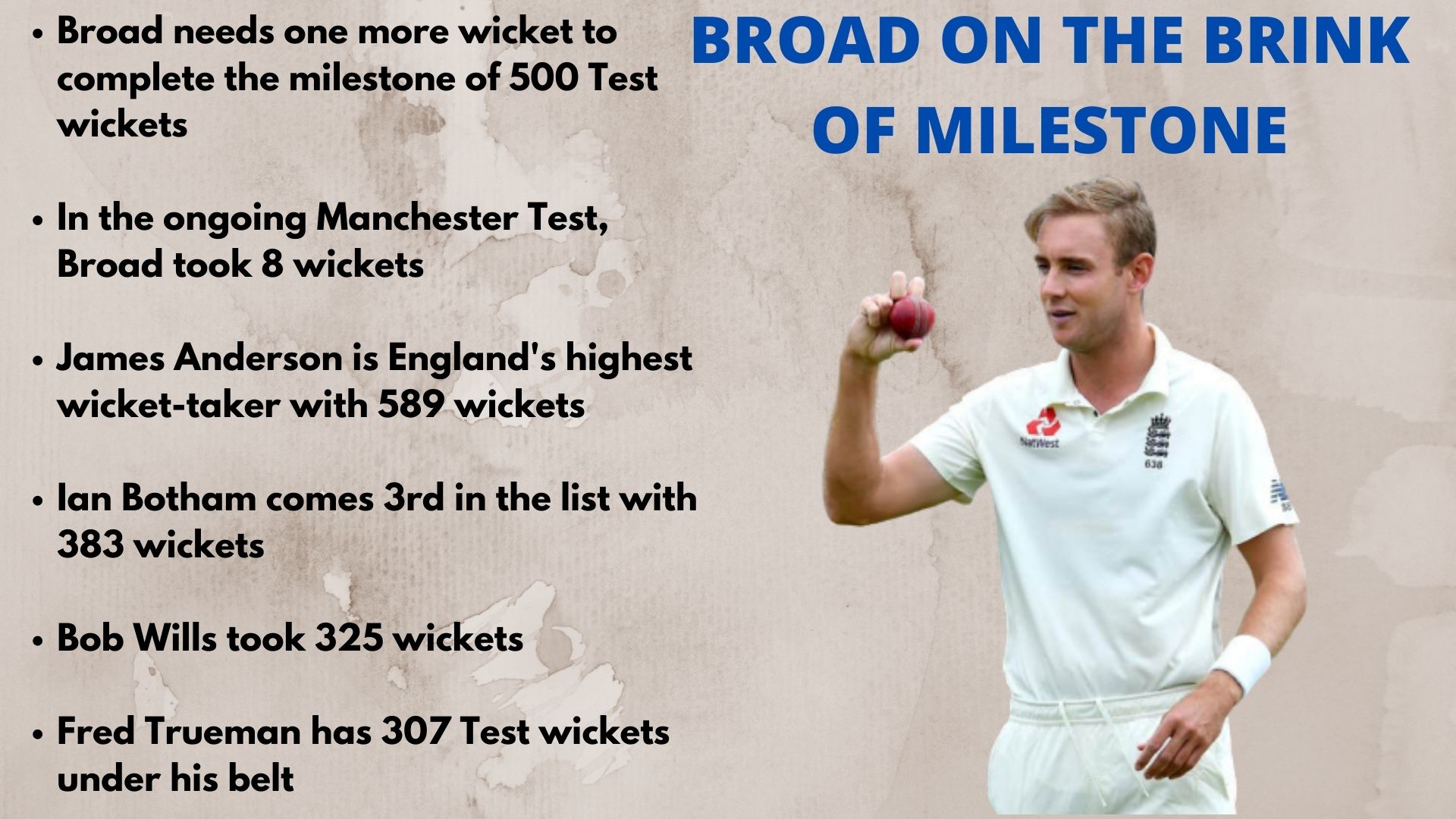 Stuart Broad is on the brink of a career milestone.