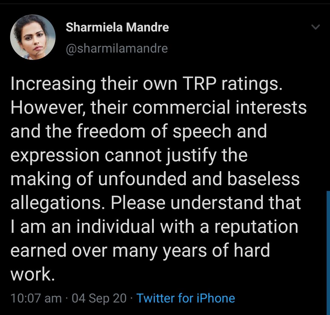 Sharmiela mandre angry on media