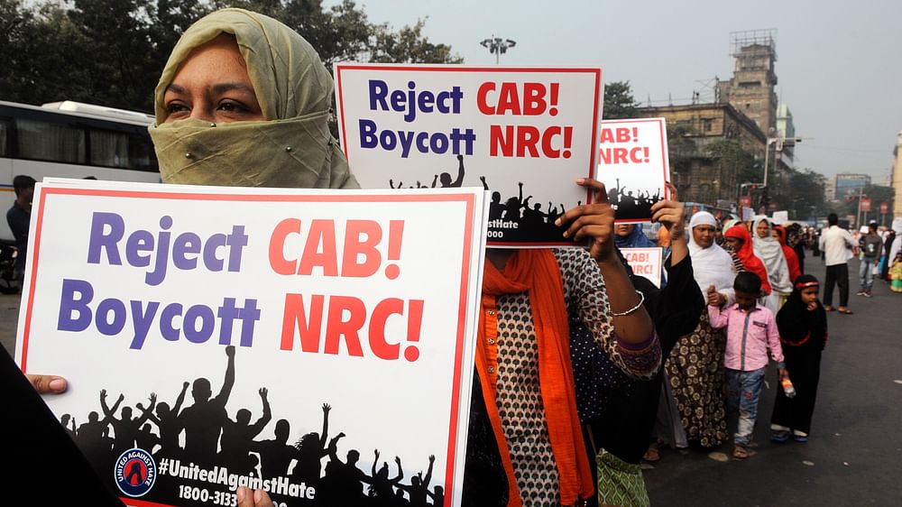 Protesters holding a rally against CAB.