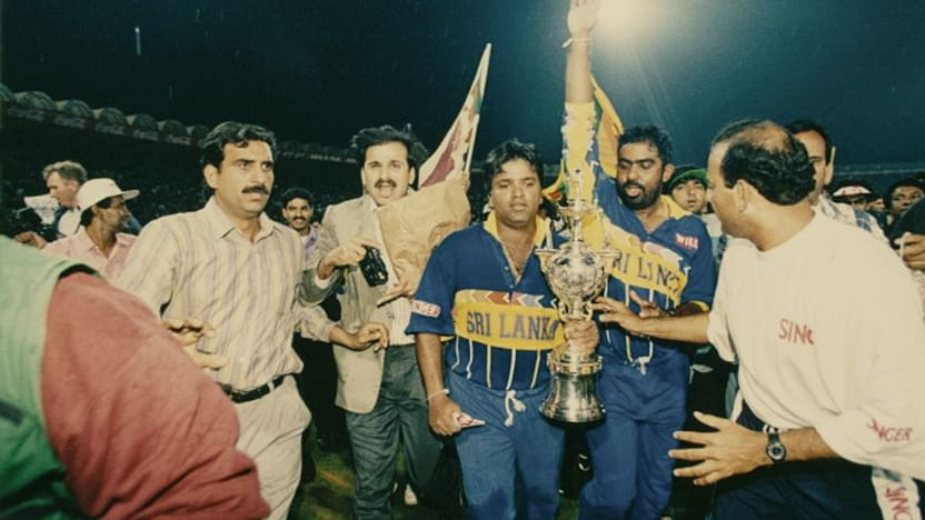 Sri Lankan captain Arjuna Ranatunga with the 1996 World Cup trophy