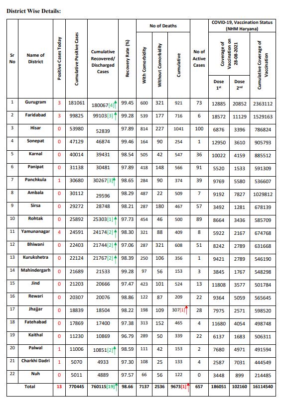 haryana corona update