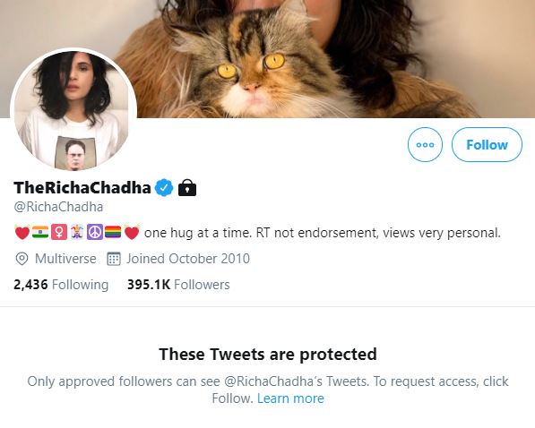 Richa chadda private twitter