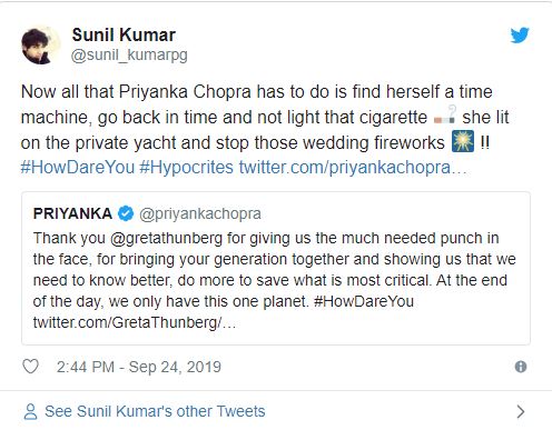 Priyanka Chopra backs up Greta Thunberg