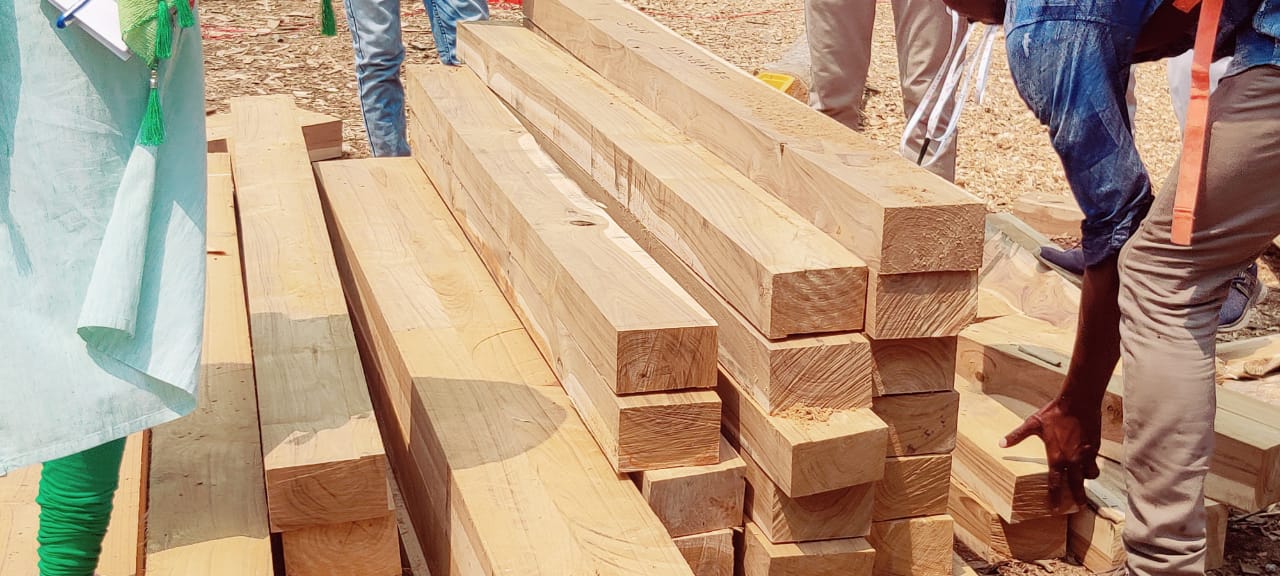 Teak wood seized from Furniture Mart Bijapur