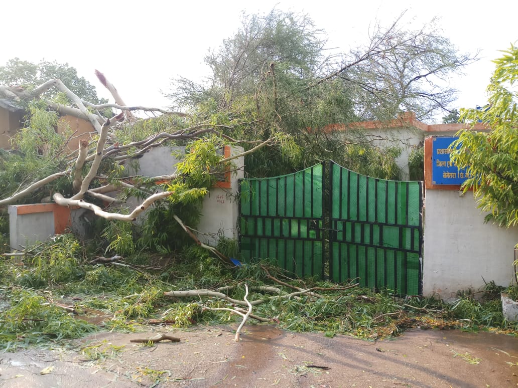 unseasonable rainfall hail and hurricane in bemetara