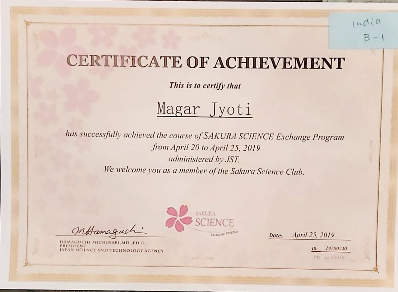 jyoti magar in japan sakura science club of japan