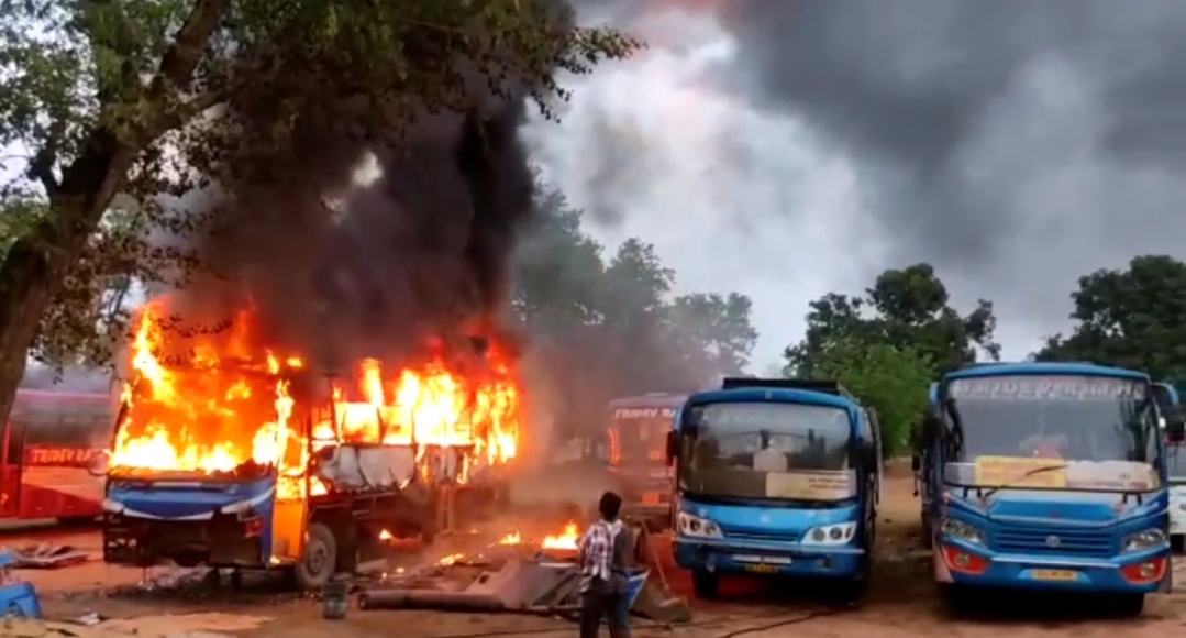 FIRE BROKE OUT IN BUS