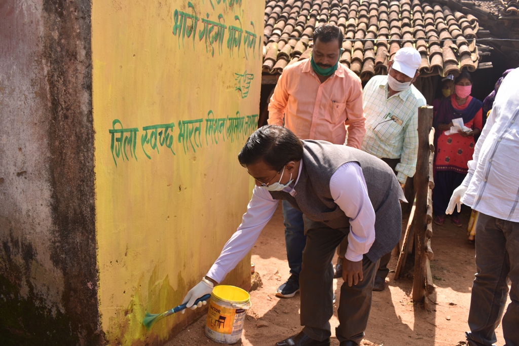 Mahadev Kavre painted Sunita Miz toilet in Surjula village