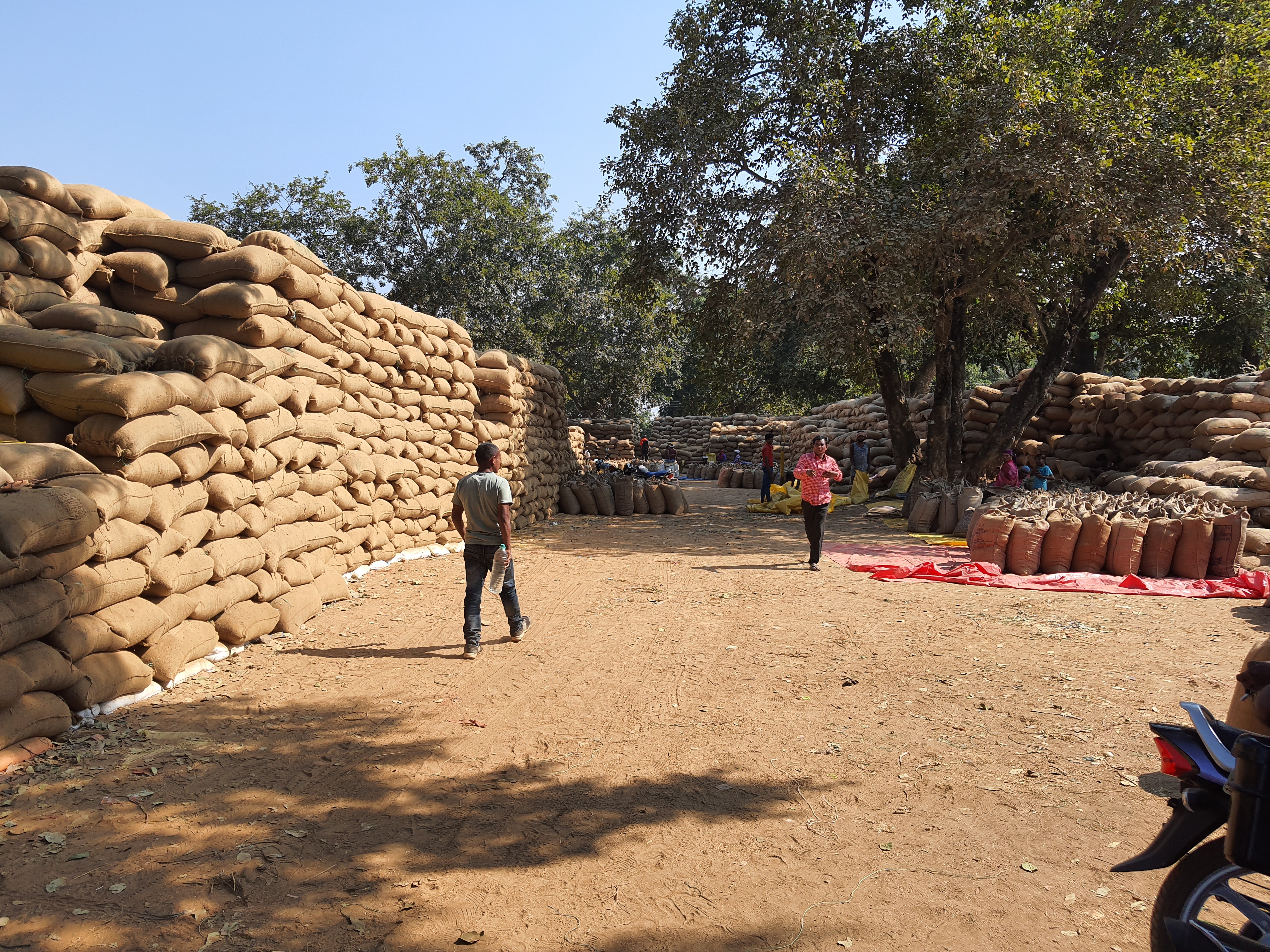 Farmers upset due to lack of gunny bags at Kondagaon Paddy Purchase Center