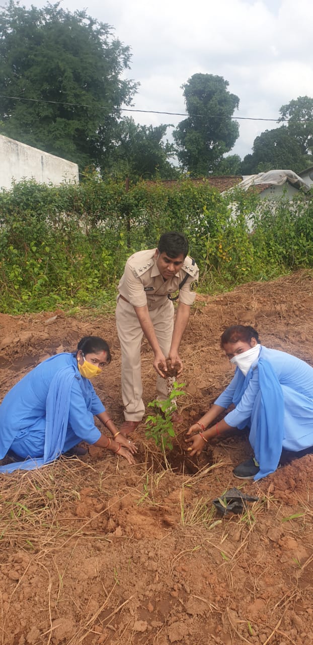 Policemen planting in police-station