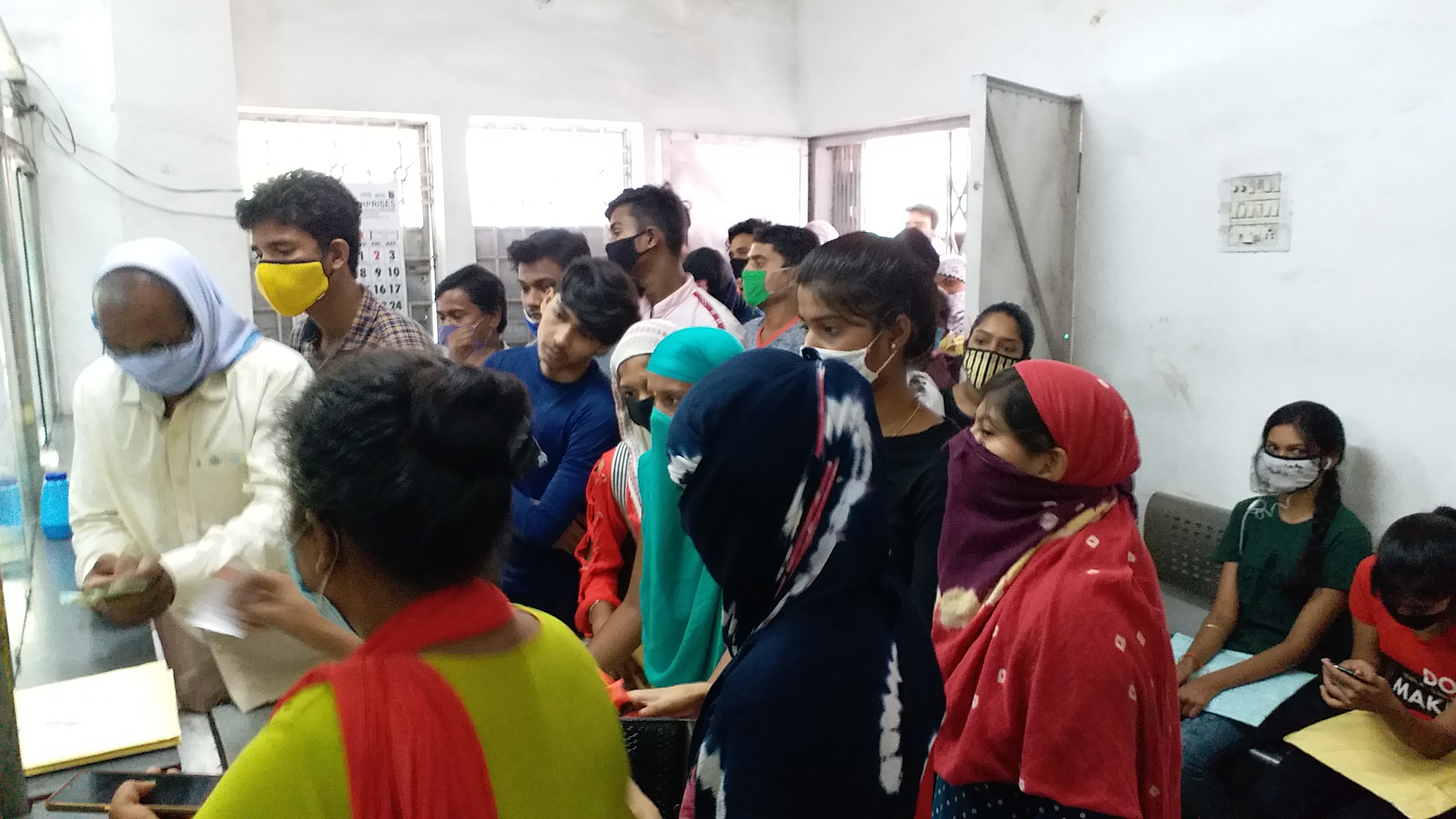 Crowds of students appearing in the post office