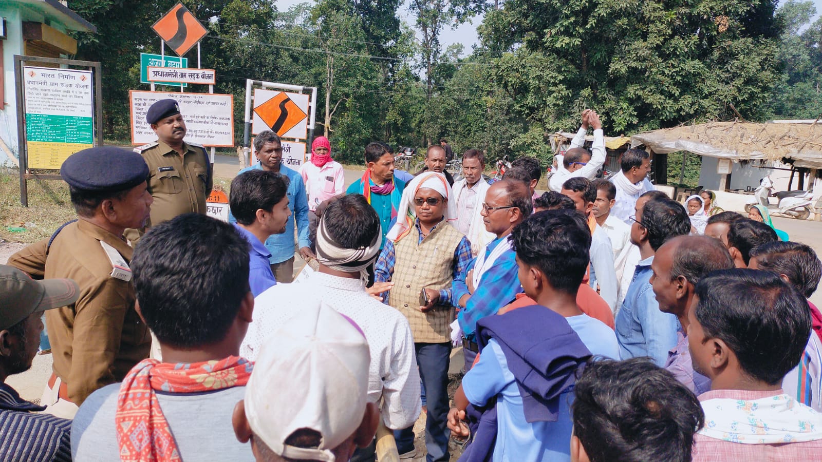 Villagers demonstrated for road construction