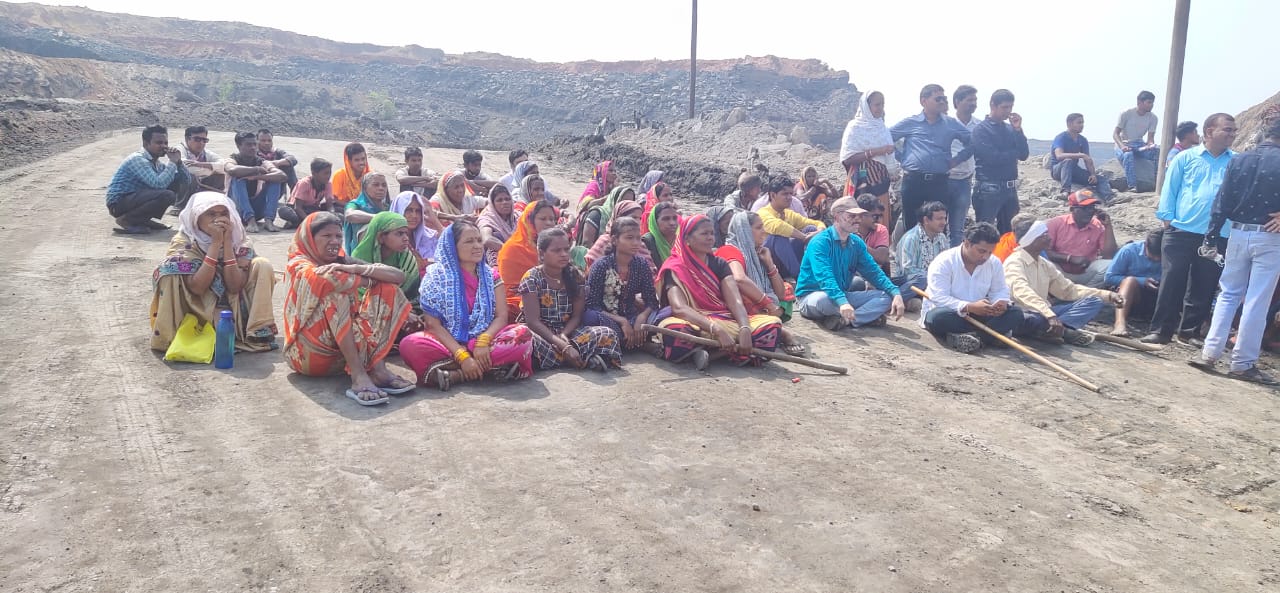 Villagers protest at Gevra coal mine of korba