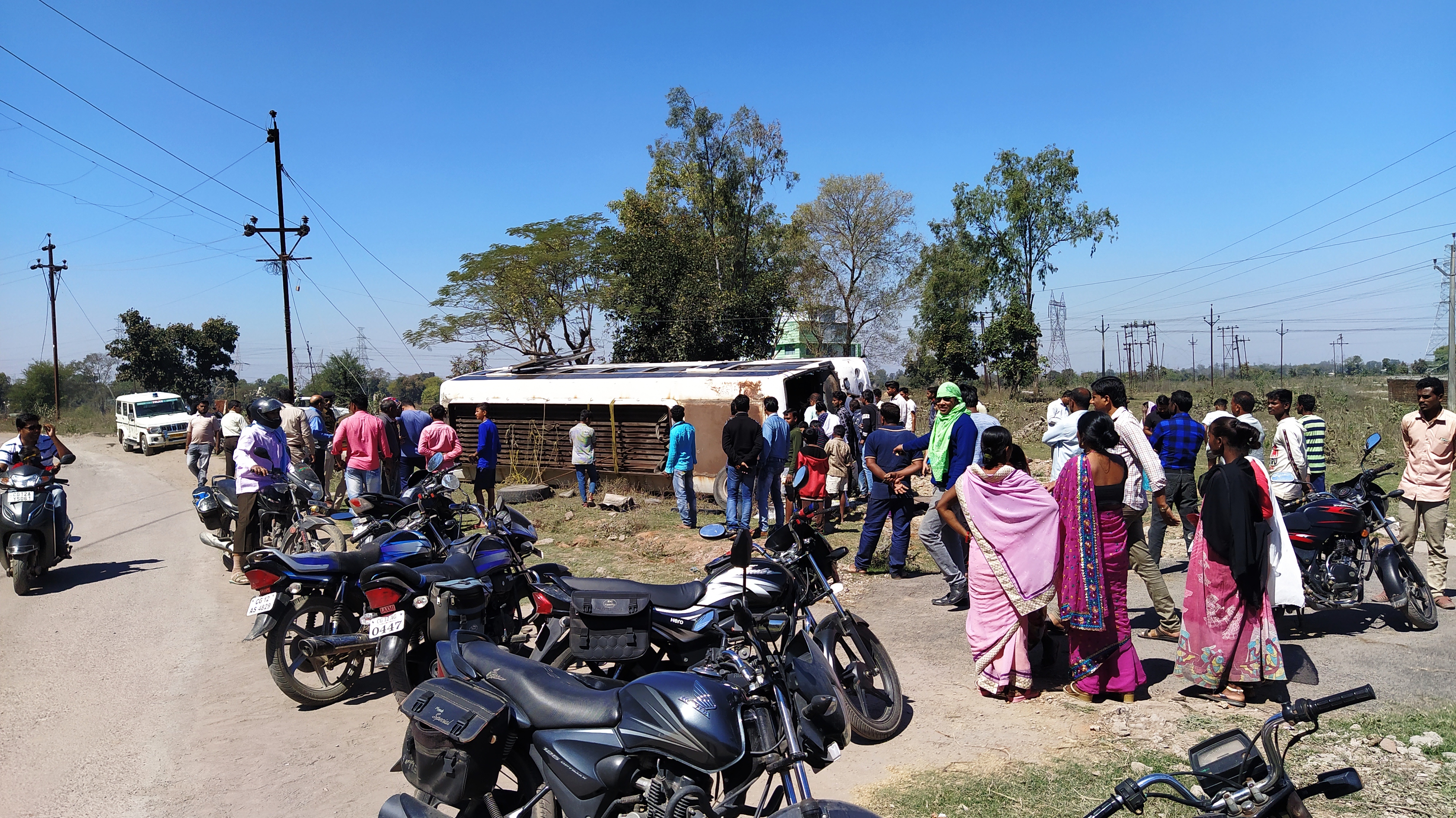 Passenger bus overturned in Korba