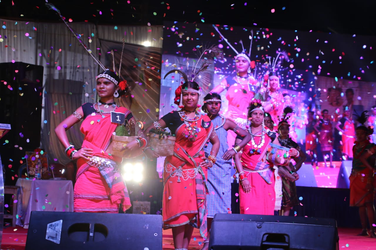 Youth walk ramp in traditional costumes in Abujhmad