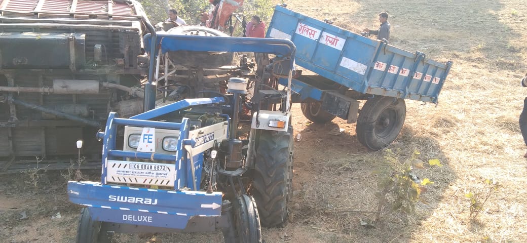 Tractor and truck collision