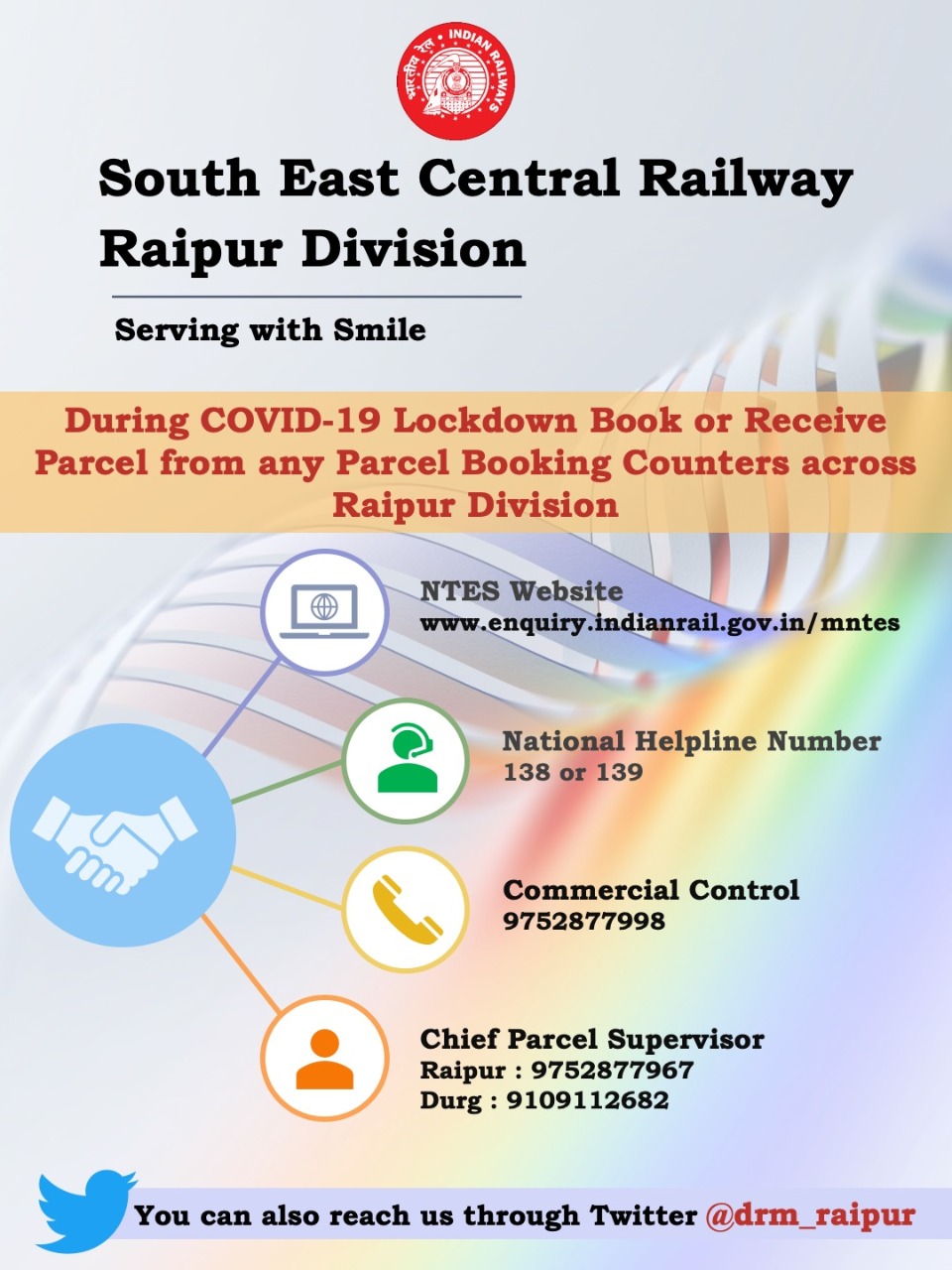 Raipur Rail Division sent 480 tons of goods by parcel trains to different regions of india