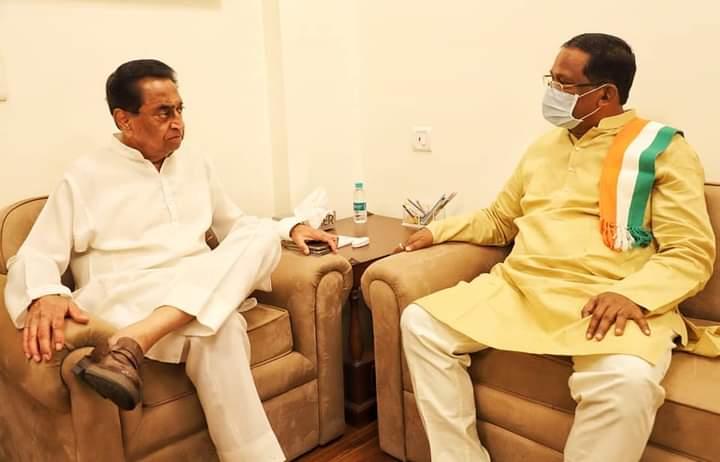 Amarjeet Bhagat met ex cm Digvijay Singh and Kamal Nath during Rajgarh election campaign