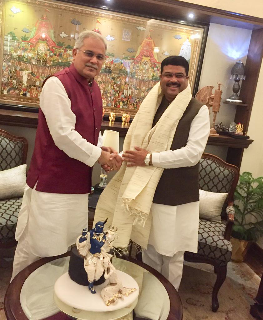 CM Bhupesh Baghel meets Union Minister Dharmendra Pradhan in Delhi