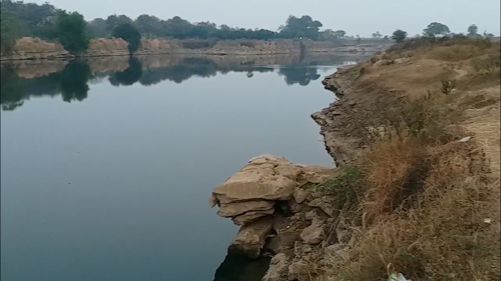 People having picnic in other pits including blue water near Raipur Airport