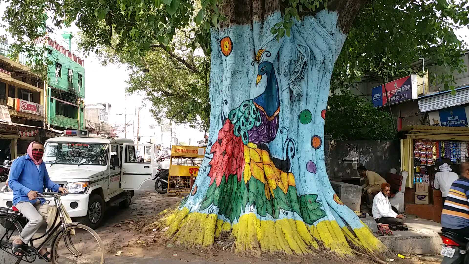 World Environment Day In Raipur green trees are being harmed by painting