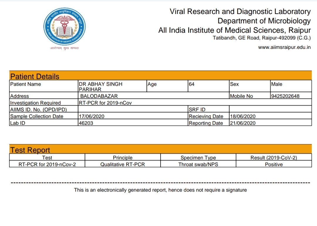 mistake in corona test report