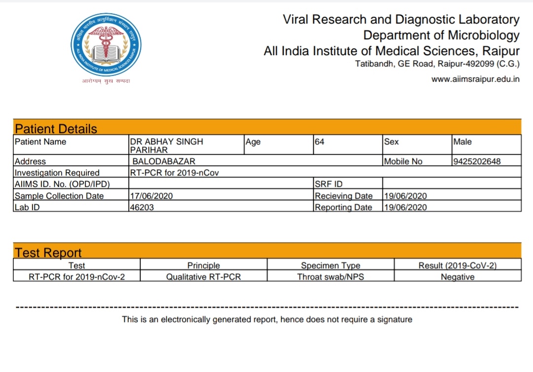 mistake in corona test report