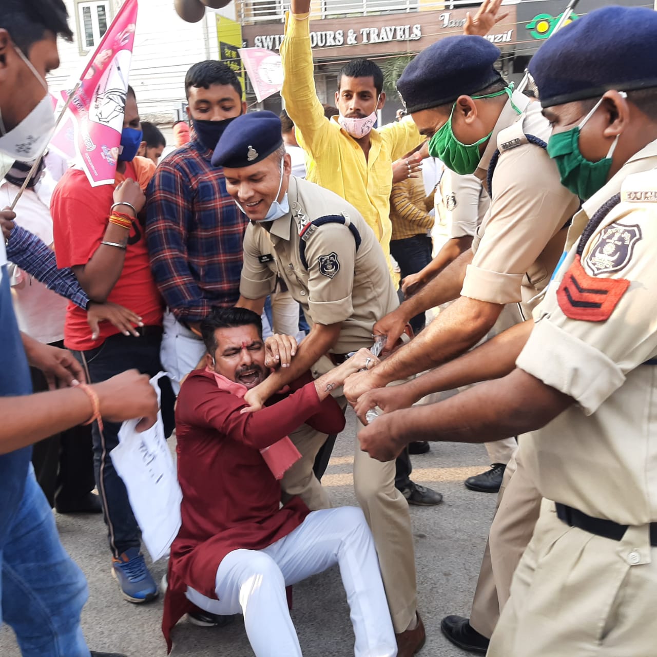 jccj protest for phe tender scam in raipur