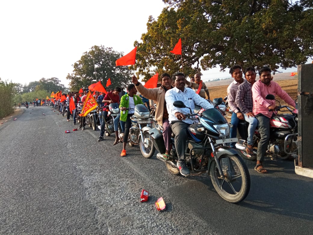 Bike rally held to commemorate construction of Ram temple in surajpur