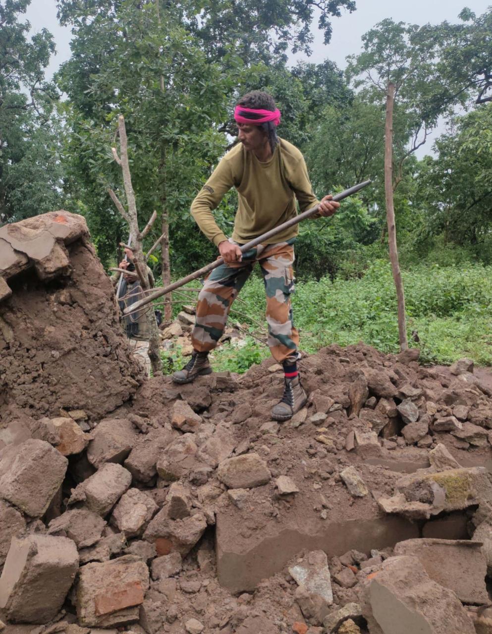 naxalite-memorial-demolished-by-soldiers-in-dantewada