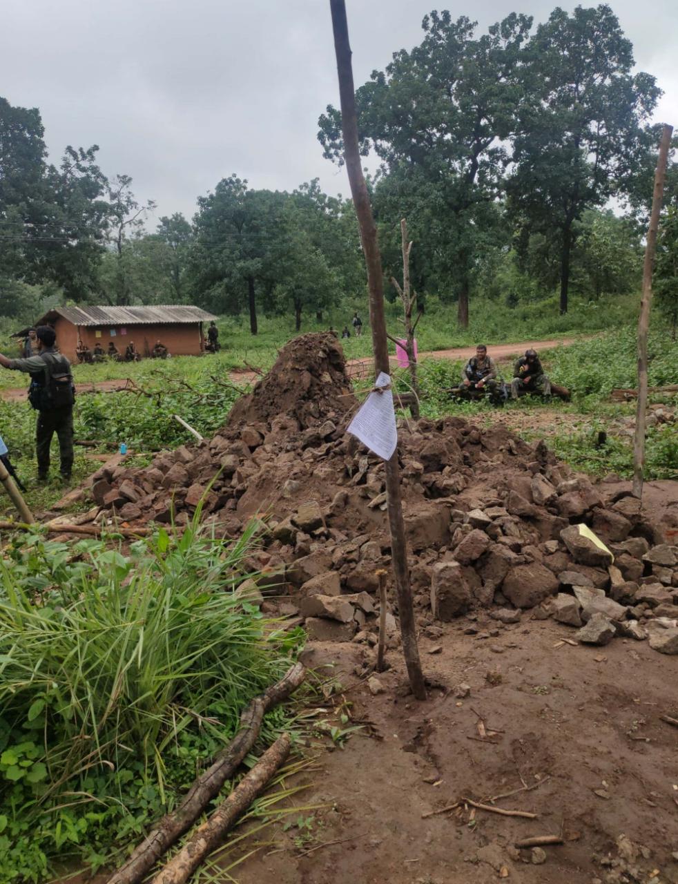 naxalite-memorial-demolished-by-soldiers-in-dantewada